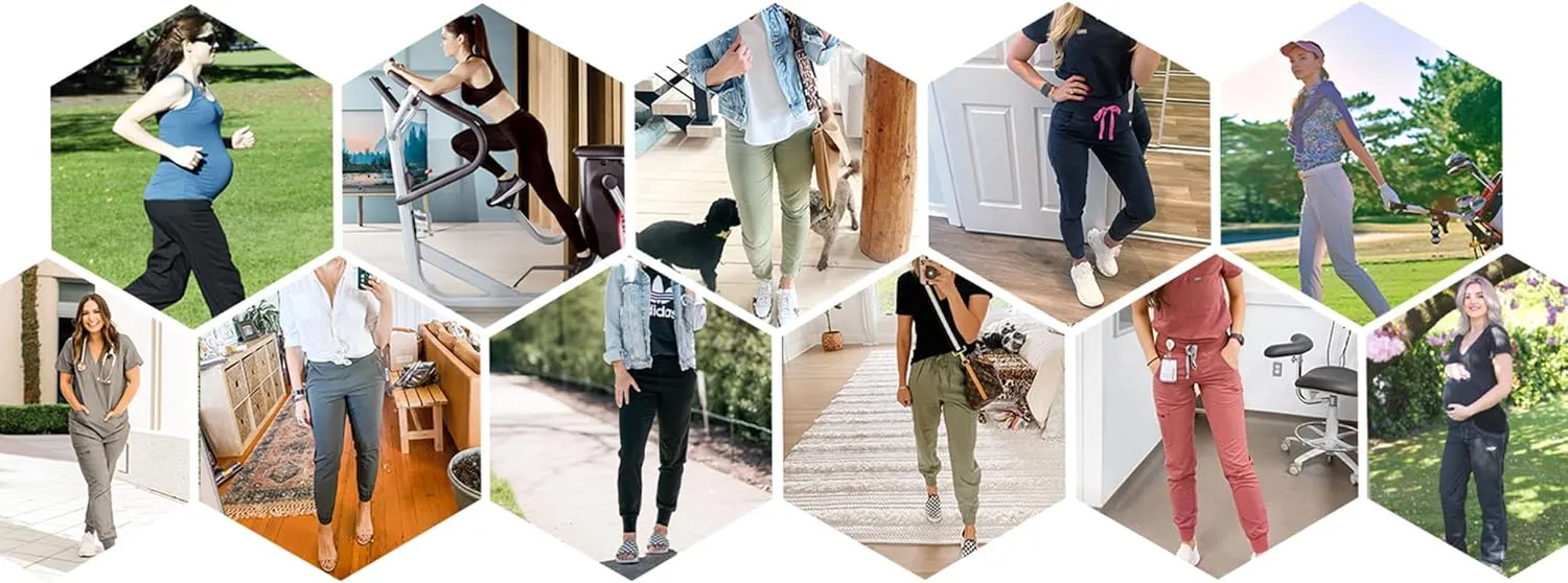 POSHGLAM Women's Maternity Joggers Casual Scrub Pants Quick-Dry Lightweight Active Pants