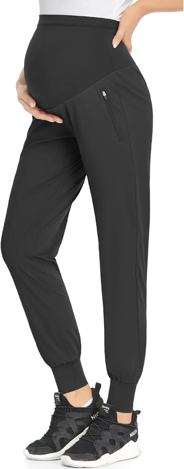 POSHGLAM Women's Maternity Joggers Casual Scrub Pants Quick-Dry Lightweight Active Pants