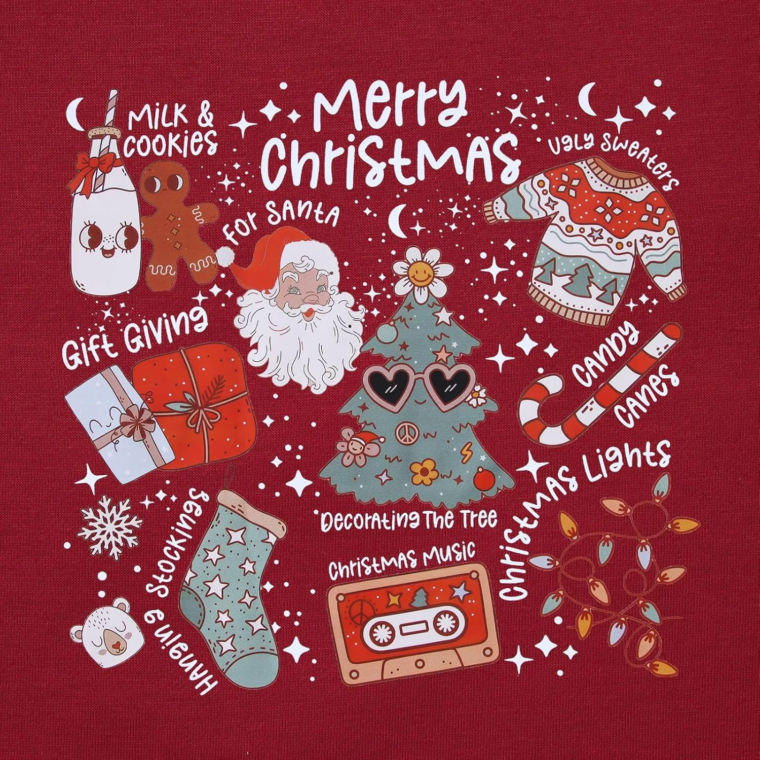 Ritatte Merry Christmas Sweatshirt Women Crewneck Santa Claus Graphic Shirt Funny Xmas Long Sleeve Holiday Pullover Top