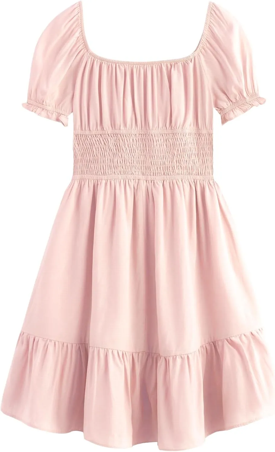 Simplee kids Off The Shoulder Summer Dress Girls Smocked Ruffle Puff Sleeves Teen Skirt