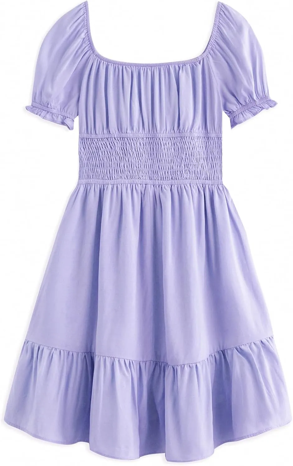 Simplee kids Off The Shoulder Summer Dress Girls Smocked Ruffle Puff Sleeves Teen Skirt