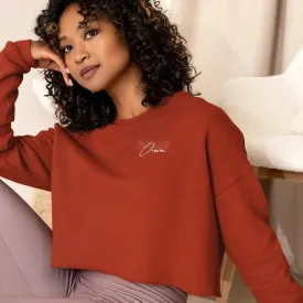 Snake Crop Sweatshirt: Luxe Cotton-Poly Fleece, Dropped Shoulder, Raw Hem
