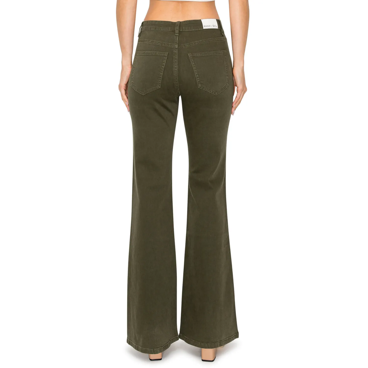 Soft Stretchy High Rise Everyday Flare Jeans - Olive