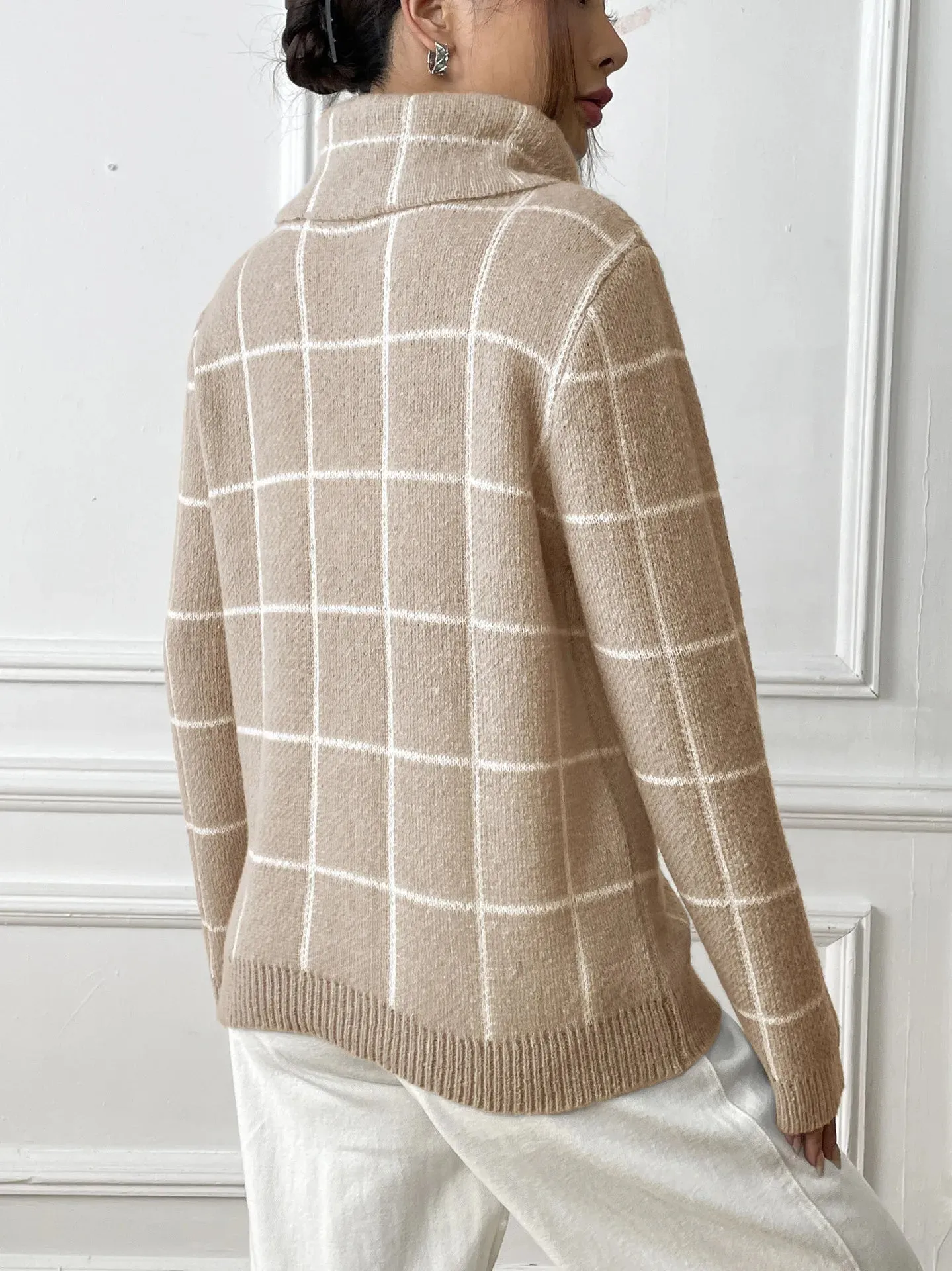 Thalassa Plaid Knit Turtleneck Sweater