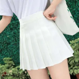 White High Waist Pleated Mini Tennis Skirt