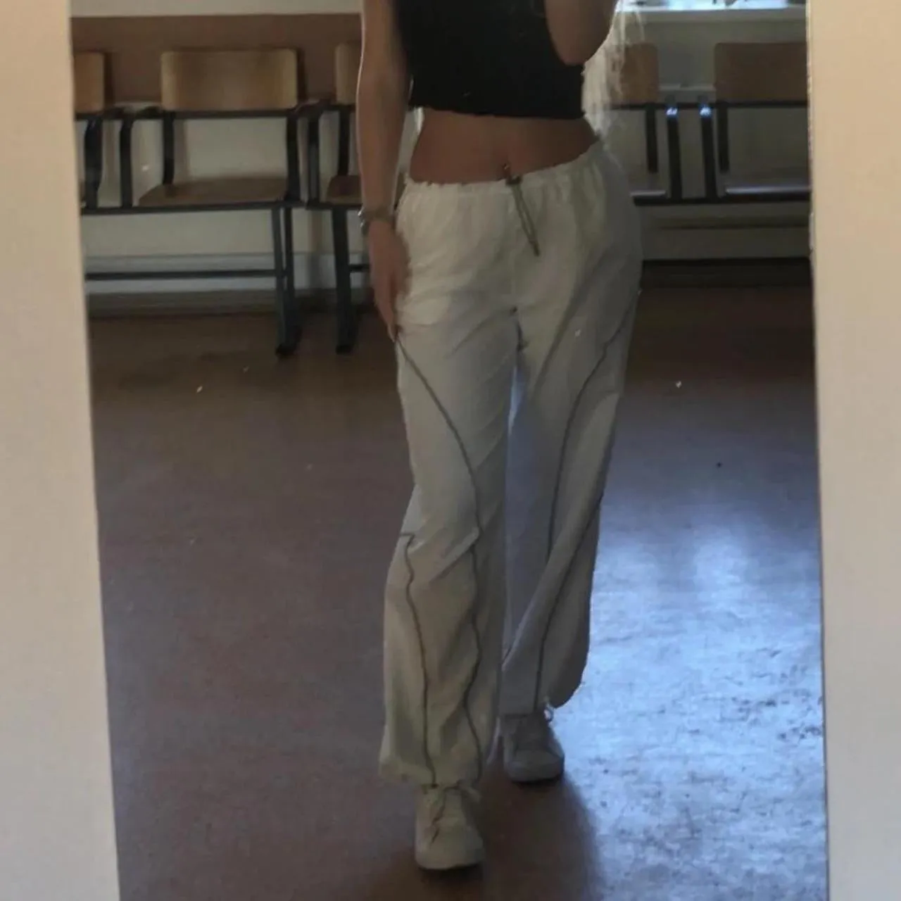 White Y2k Baggy Casual Jogger Trousers