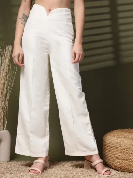Women Loose Fit High-Rise Parallel Trousers
