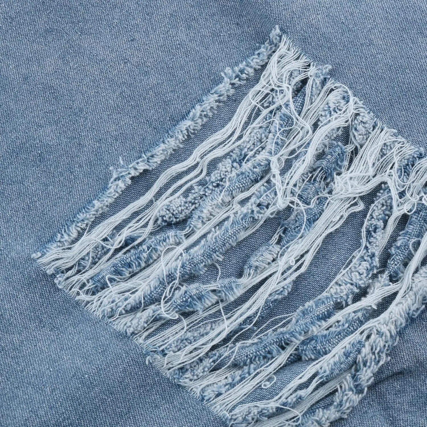 Women Patchwork Destroyed Raw Hem Jeans Ripped Hole Denim Pants Distressed Stretchy Loose Fit Boyfriend Jeans