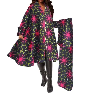 Women's Mid Length African Print Coat Dress